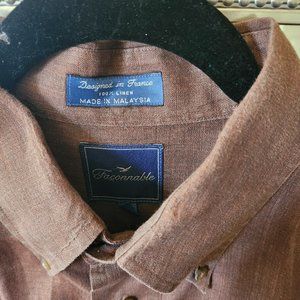 Faconnable Men's Long Sleeve - Button Down Collar - Good Condition - Brown